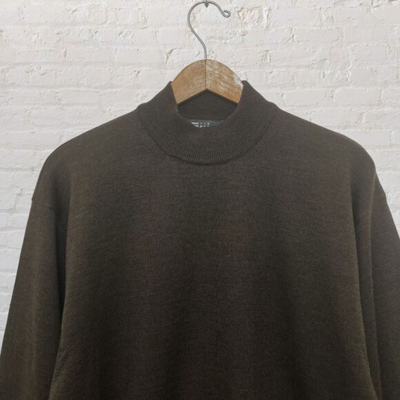 🇮🇹 FiJi Italian Wool Sweater XL Mock Neck Brown Woolmark Made Italy - Picture 4 of 16